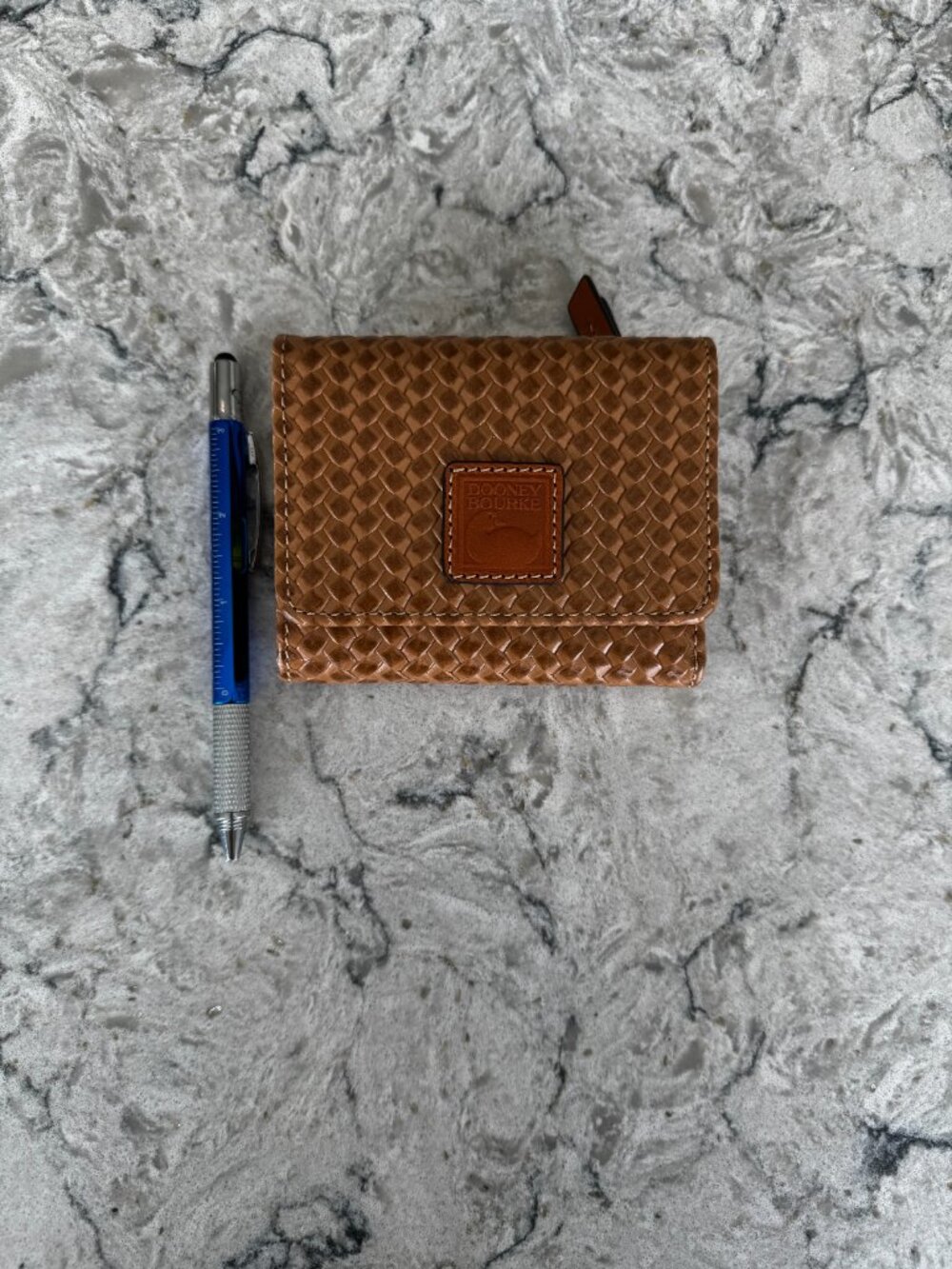 Dooney and Bourke Blue and Faux Wicker Purse and Wallet - Picture 10 of 10